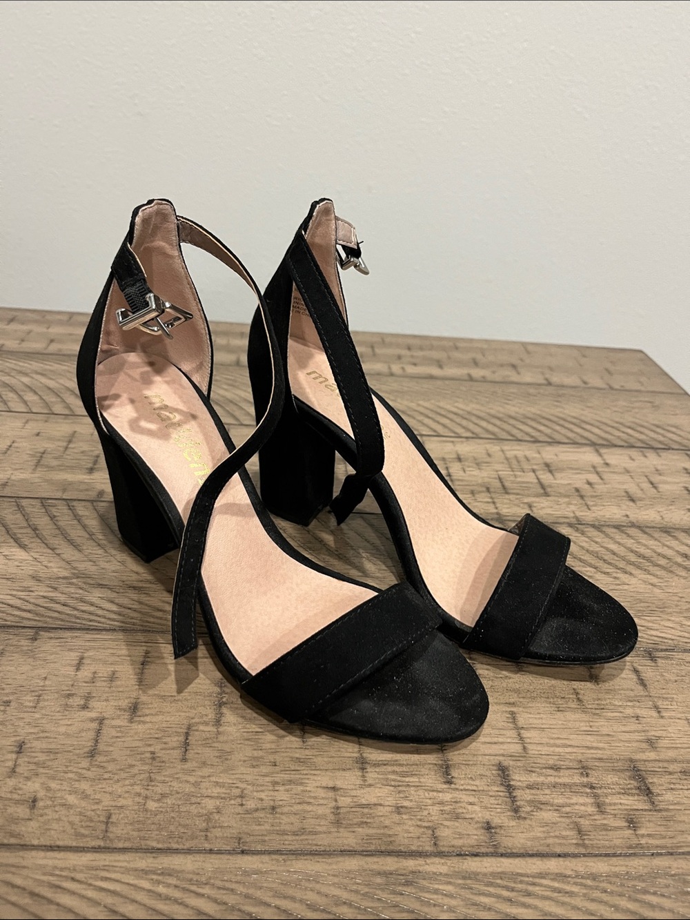 Steve Madden Black Block Heel Ankle-Strap Sandals